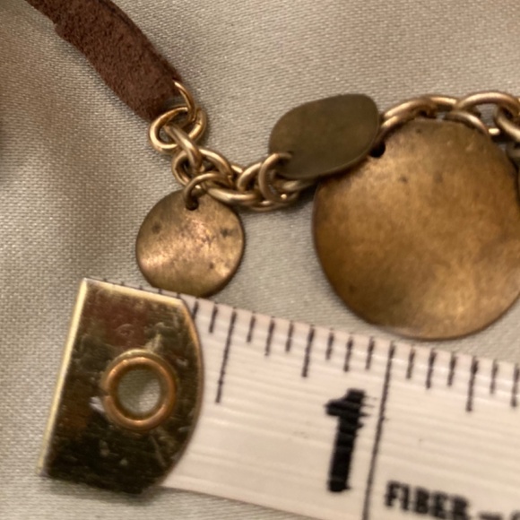 Necklace Brass Discs Brown Suede Cord 18” with 3” Extnsn Lobster Claw Clasp VGUC - Picture 12 of 12